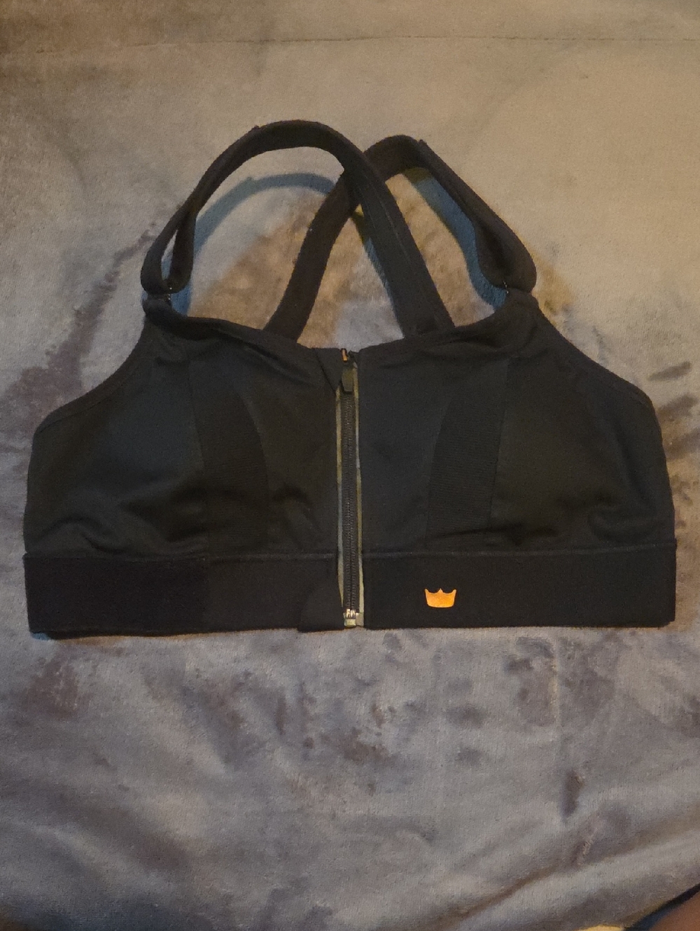 SheFit Front-Zip Black Sports Bra - Supportive Women's Activewear